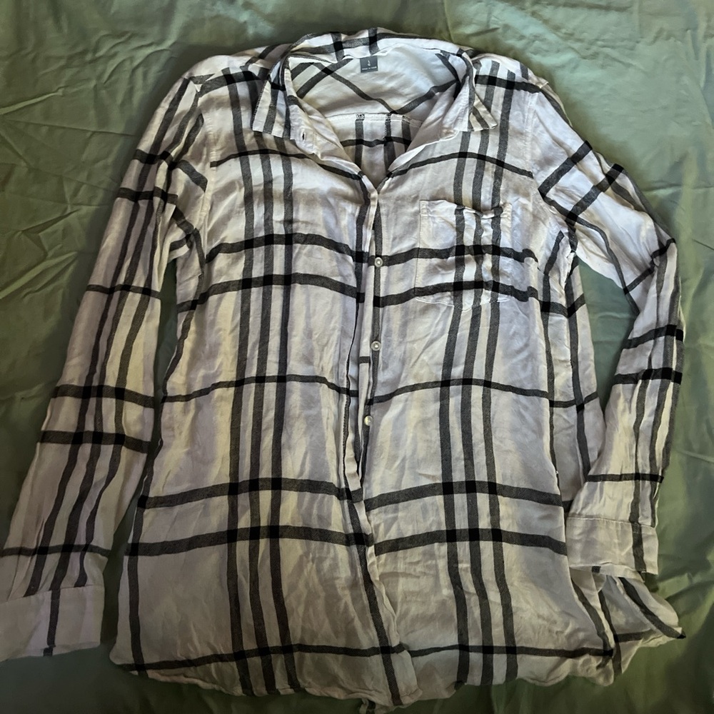 black and white flannel, barley worn